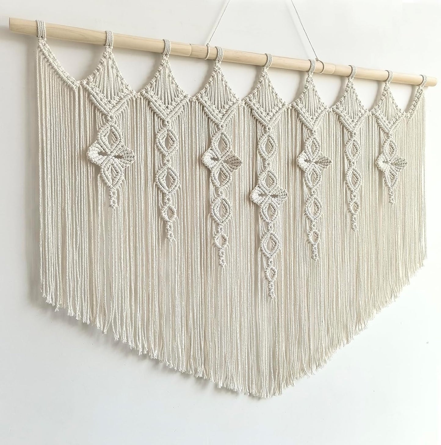 Achart Macrame Wall Hanging Large- Boho Wall Decor- large wall art- Wall Decor Living Room- Macrame Tapestry Boho Decor for Bedroom (Beige-Flower)