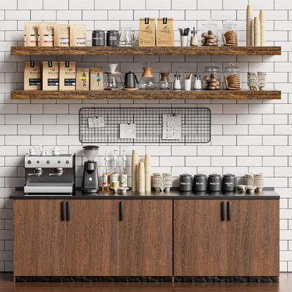 Heimlove 55 Inch Long Floating Shelves for Wall,9.3" Deep Rustic Brown Floating Shelf Set of 2,Large Display Shelf & Storage Shelf,Wall Mounted Shelves for Bedroom Living Room Kitchen Office