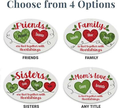 Let’s Make Memories Personalized Christmas Ornament - for Sisters - 2024 Christmas Ornament - Wood - Oval - 2–6 Names - Heartstrings