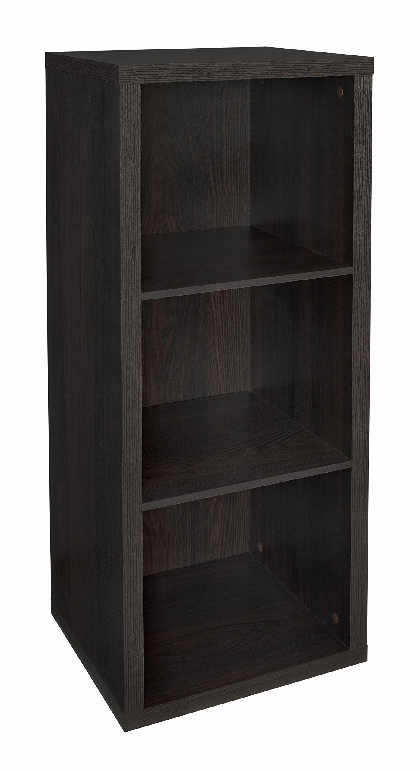 ClosetMaid 3 Cube Storage Shelf Organizer Bookshelf with Back Panel, Easy Assembly, Wood, Black