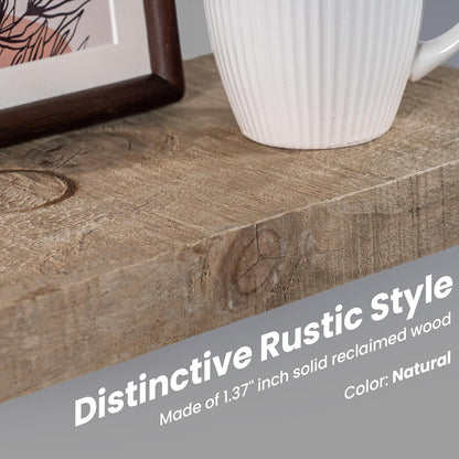 Floating Shelves | 8" Deep Rustic Reclaimed Barnwood Wall Hanging Shelves with Invisible Heavy-Duty Metal Bracket | Wall Mounted | Farmhouse Style | 48 inches, 2 PCs, Distressed Natural