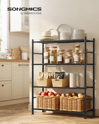 SONGMICS 4-Tier Storage Shelves, Steel Wire Shelving Unit, Easy Assembly Organizer Rack, 31.5 x