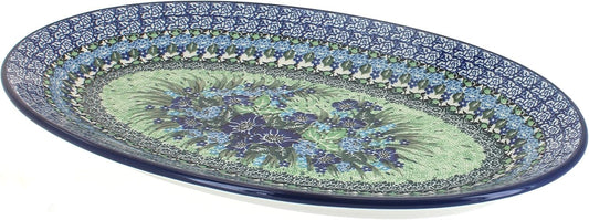 Blue Rose Polish Pottery Sapphire Fields Oval Platter