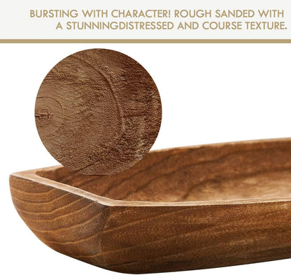 Uziass Wood Dough Bowl, 17.25"x 8.8" Hand Carved Wooden Dough Bowls for Decor Rustic Wood Dough Bowls Decorative Wooden Dough Fruits Bowl for Table Centerpiece Dining Living Room Home Kitchen Decor
