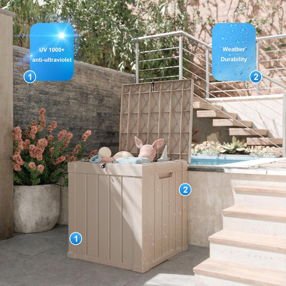 50 Gallon Outdoor Storage Box – Waterproof Deck Box for Garden & Patio,Light Brown