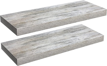 Sorbus Floating Shelves, Wall Shelves for Bedroom, Kitchen, Living Room, Bathroom Shelves Over The Toilet, Home Decor, Farmhouse, 24 x 9 Inch Wall Mounted Floating Shelves for Wall, 2 Pack, Rustic