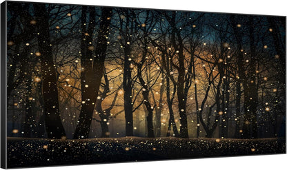 SIGNWIN 30"x60" Extra Large Framed Wall Art Magical Firefly Night Forest, Enchanted Woodland Scene for Home Living Room Bedroom Decor (Frame Assembly Required)