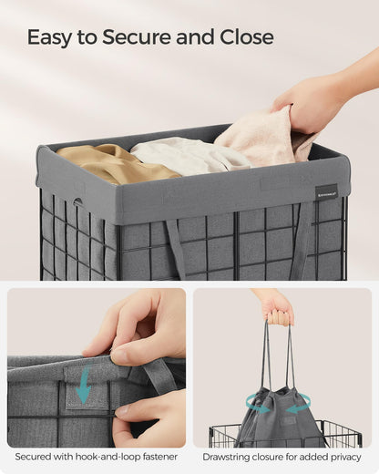SONGMICS Laundry Hamper, 11 Gal. (50L) Laundry Basket, Collapsible Clothes Hamper, Removable and