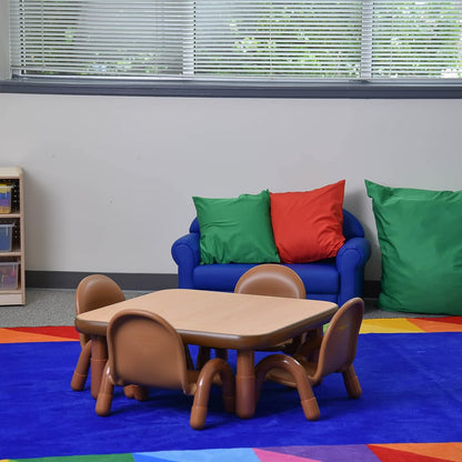 Children’s Factory Baseline Toddler Square Table and Chairs Set, Natural Wood – Includes One 30”, 12” High Square Table and Four 5” High Chairs – Durable, Lightweight, Easy to Move