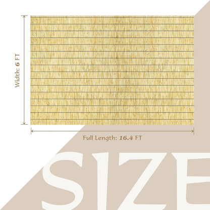 Natural Reed Fencing Rolls,6FT X 16.4FT Reed Screen Curtain Fence Covering Privacy Bamboo for Outdoor Backyard Patio（Yellow）