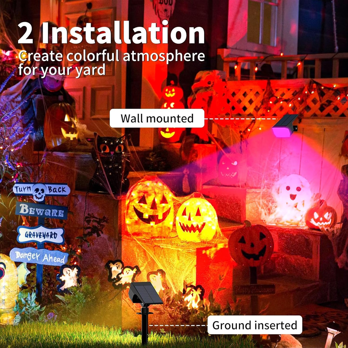 Solar Spot Lights Outdoor Color Changing, [7 Mode/12 Pack] Christmas Landscape Spotlights, Solar Lights Outdoor Waterproof, Led Powered Flood Light for Outside Pathway Yard Garden Tree Walkway