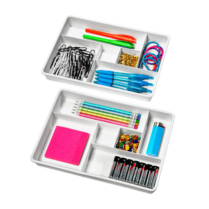 madesmart Classic 2 Piece Drawer Organizer, White