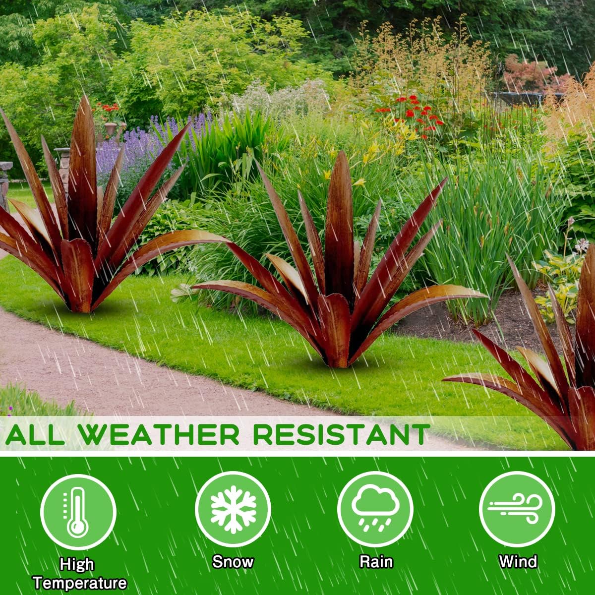 DIY Metal Agave Plant Art Yard Tequila Art Sculpture, Tequila Rustic Garden Sculpture Statue Outdoor Decor,Agave Metal Plants for Yard, Garden Lawn Ornaments (12 Leaves -Yellow)