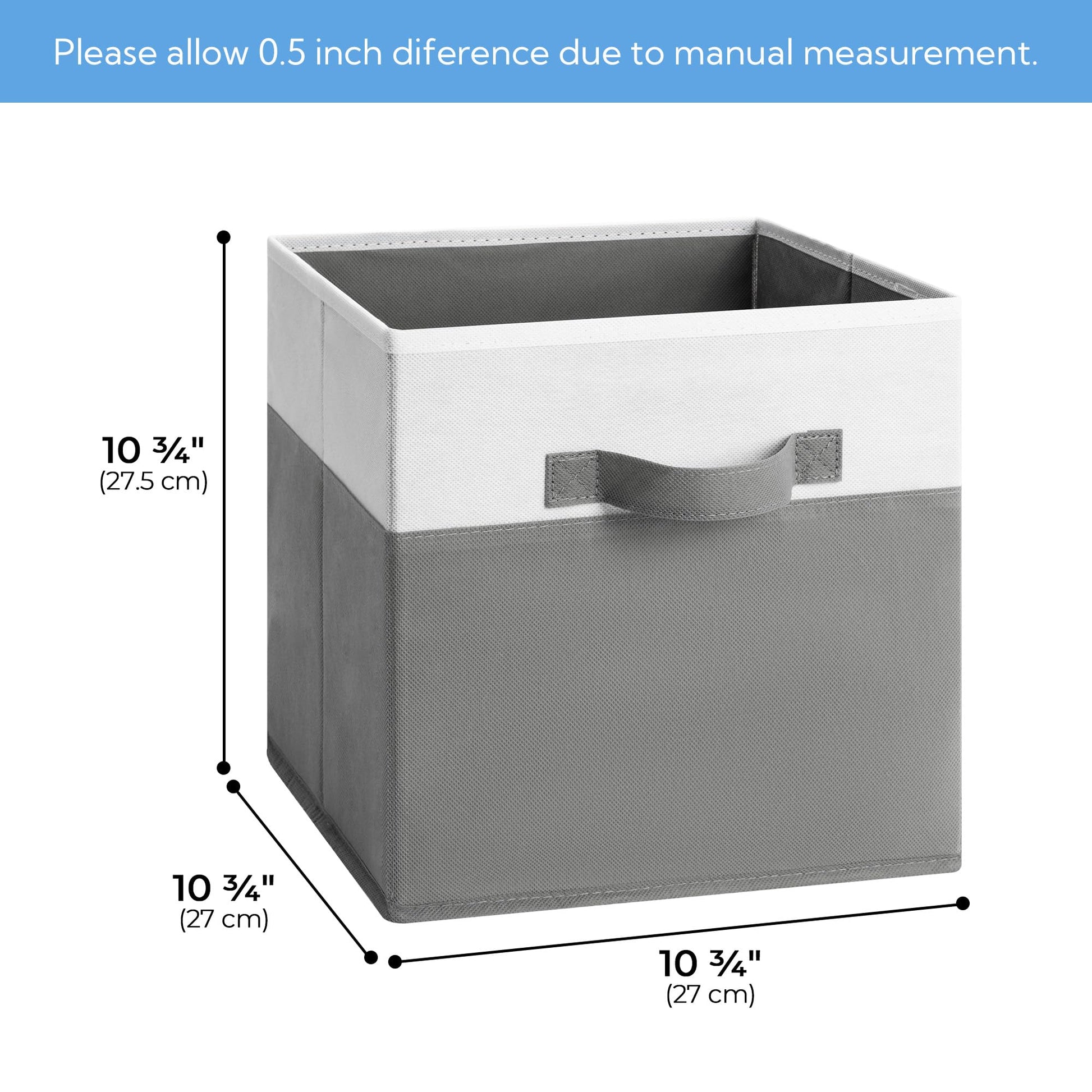 Cupic Cupid 6-Pack 11x11 Storage Cube, Fabric Storage Cubes, Gray and White