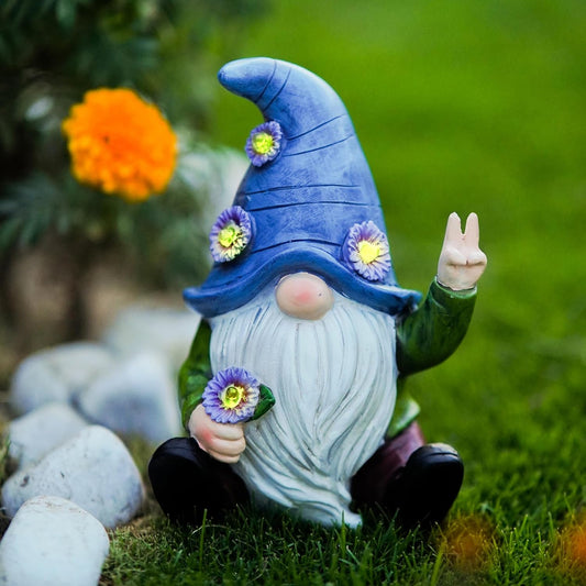 Peace Gnome Decorations for Yard/Lawn – Weatherproof Garden Statue – Fun Spring Summer Charming
