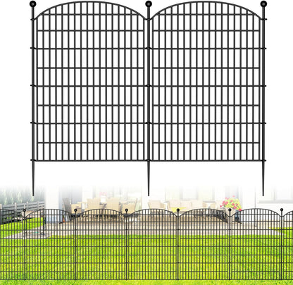 No Dig Decorative Garden Fence 5 Panels, 40 in (H) x 11.8 ft (L), Dog Fence Outdoor for Yard, Rustproof Metal Animal Barrier Ground Stakes Fencing for Garden, Patio, Flower Bed