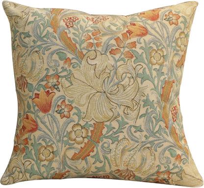 Charlotte Home Furnishings Throw Pillow Covers, Decorative Boho Pillow Cover for Couch, Living Room, Golden Lily Light Square Cushion Cases 18x18 in, European Cotton Jacquard Woven, Cozy Bedroom Decor