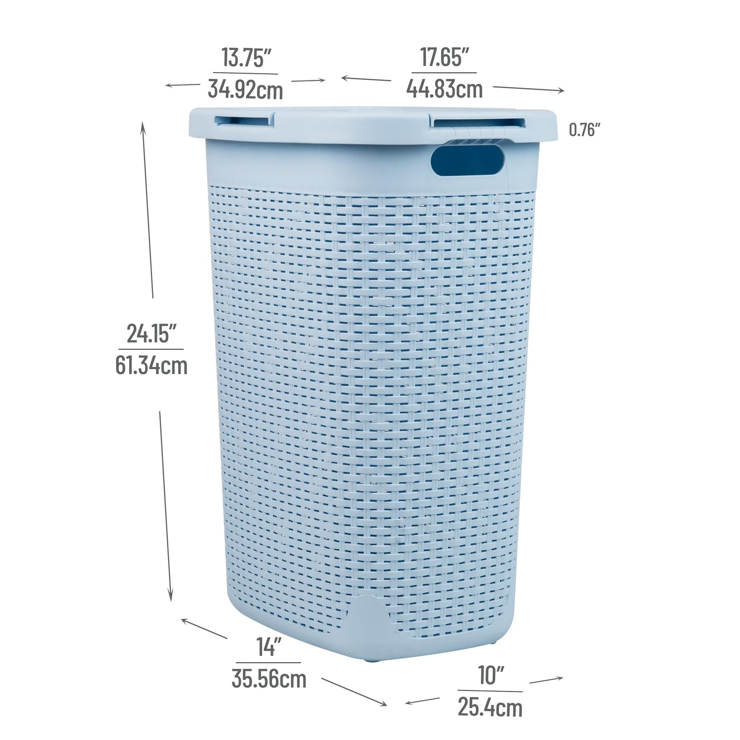 Mind Reader Slim Laundry Hamper with Lid, 60L Tall Clothes Basket, Narrow Tapered Design for