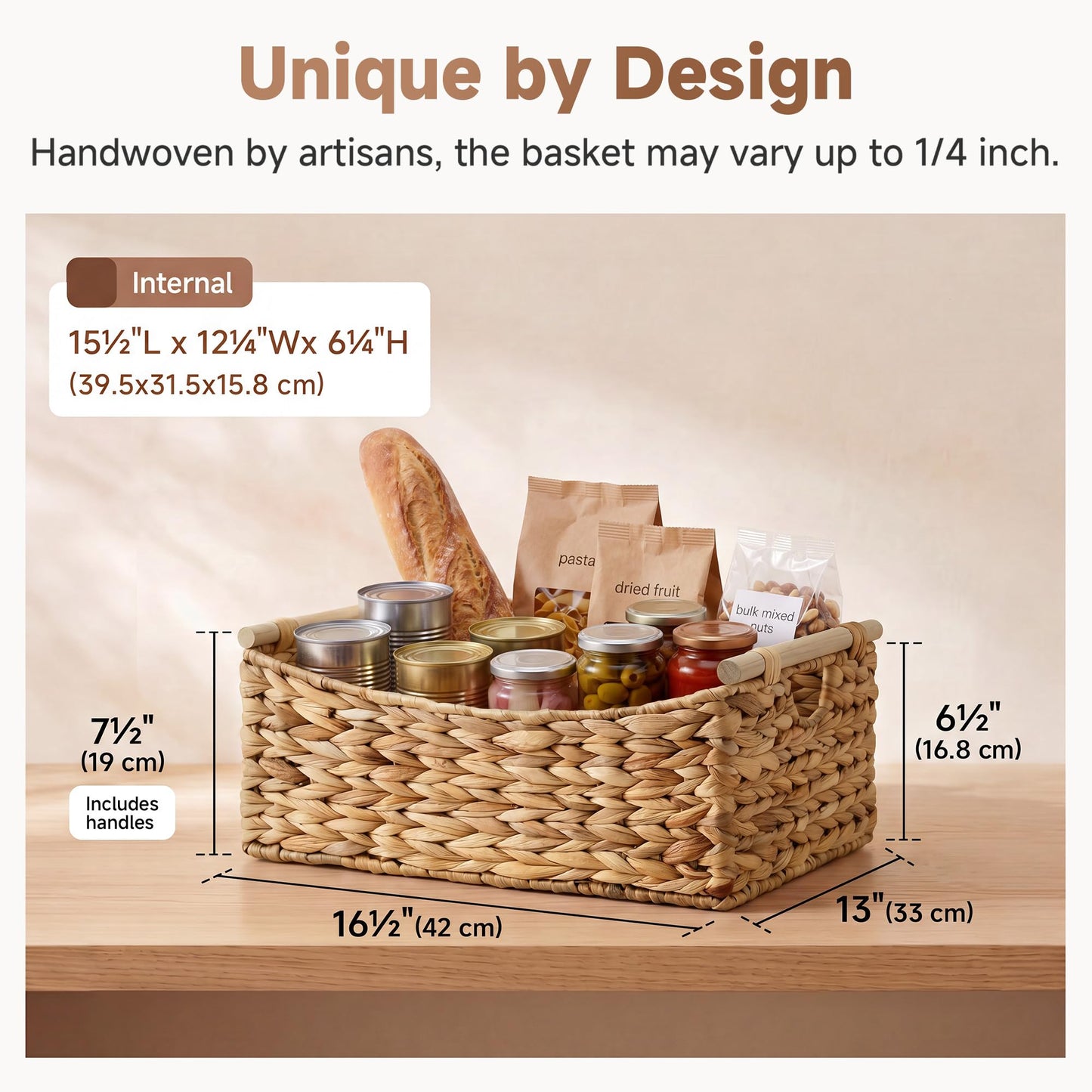 StorageWorks Extra Large Wicker Baskets with Handles, Hyacinth Basket,1Pack