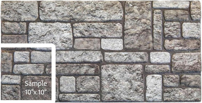 Dundee Deco 3D Wall Panels Faux Brick - Cladding Grey Stone Look Wall Paneling, Styrofoam, Sample, Size 10 x 10 in.