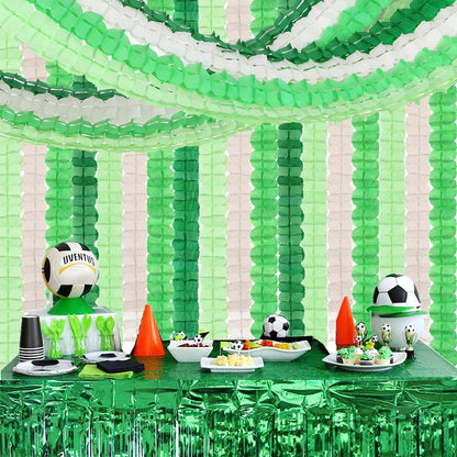 Green-White Party Decorations Streamers Garland - 157Ft Four-Leaf Clover Hanging Banner, Jungle Theme Supplies Baby Shower Spring Summer Birthday Decor Hugtmr