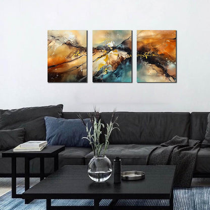 HUBOSKN Abstract Canvas Wall Art for Living Room - Modern Pictures for Office Wall Decor - 3 Piece Wall Art for Bedroom Size 12" x 16"