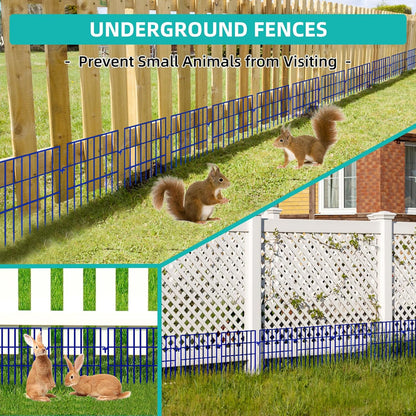 Animal Barrier Fence, 10 Panels No Dig Fences, 17in(H) X 10.8ft(L) Garden Fence Animal Barrier for Rabbits and Dog Under Fencing Barrier, Rustproof Metal Fences Border for Outdoor, Yard, Patio