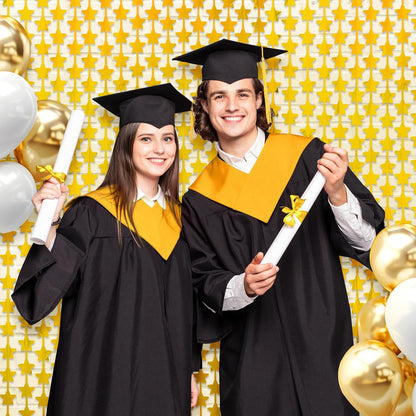 LOLStar 2 Pack Gold Stars Birthday Decorations 3.3X6.6 ft Golden Party Backdrop Foil Fringe Curtains for Bridal Baby Shower Wedding Anniversary Congrats Retirment Christmas Decors Photo Booth Props