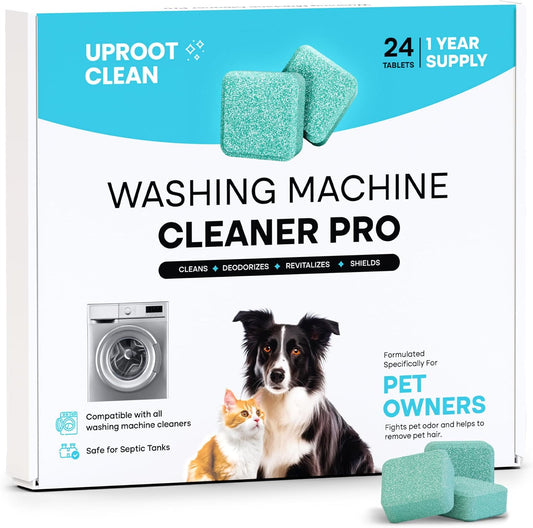 Uproot Clean Washing Machine Cleaner Tablets - 24 Pack for a 12 Month Supply. Formulated for Pet