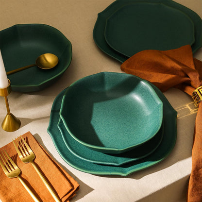 Stone Lain Baskerville 12-Piece Dinnerware Set Stoneware, Green