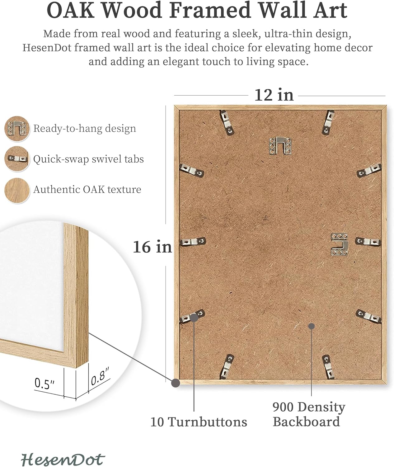 HesenDot Natural OAK Wood Framed London City Wall Art,12x16in Landscape Canvas Wall Print Poster,Classic Urban Landmark Wall Decor for Living Room,Bedroom,Office Gallery Set of 1