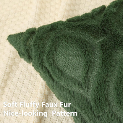 decorUhome Throw Pillow Covers 22x22 Inch Set of 2, Soft Plush Decorative Faux Fur Forest Elf Solid Couch Pillow Covers, Accent Farmhouse Neutral Square Euro Pillow Cases for Sofa Bed Living Room