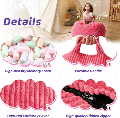 Bean Bag Chairs Teardrop Bean Bag Chair Beanbag Chair with Memory Foam Filled Machine Washable Cover for Living Room, Bedroom (Small,Pink)