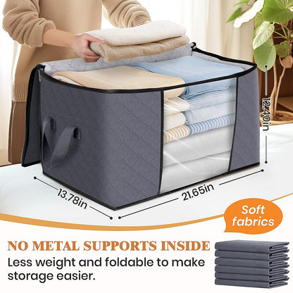 Fab totes 6 Pack Storage Bags for Clothes Blanket Storage Bins with Lids