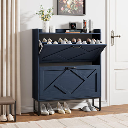 Nicetree Shoe Storage Cabinet, Shoe Cabinet with 2 Flip Drawers, Narrow Shoe Rack Cabinet