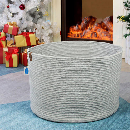 Casaphoria XXXLarge Cotton Rope Basket for Living Room - Woven Storage Basket with Handle for