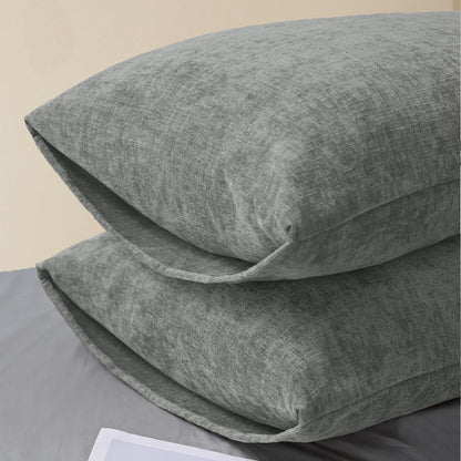 CaliTime Throw Pillow Covers Decorative 20 X 26 Inches Pack of 2 Cozy Chenille Standard Pillow Shams Cases for Couch Sofa Bed Living Room Home Medium Grey