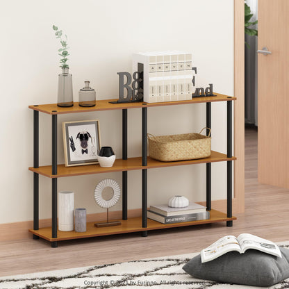 Furinno TURN-N-TUBE Storage Shelves, 3-Tier 47.4 Wide Book Shelf, Corner Shelf, Toolless Open