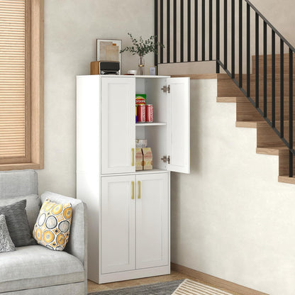 Storage Cabinet, Kitchen Pantry with Doors & Shelf, Tall Storage Cabinet for Bathroom, Living Room, Entryway,White