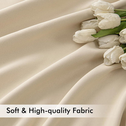 MIULEE Back Tab Cream Beige Curtains 84 Inch Length 2 Panels Set for Living Room Bedroom, Ivory Rod Pocket/Pinch Pleated Light Blocking Thermal Insulated Room Darkening Blackout Curtain 84 Inches Long