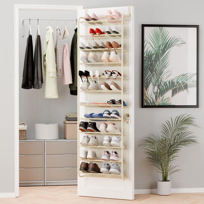 Whitmor 36 Pair Over The Door Shoe Organizer, 12 Tier Hanging Shoe Organizer, Heavy Duty Metal &