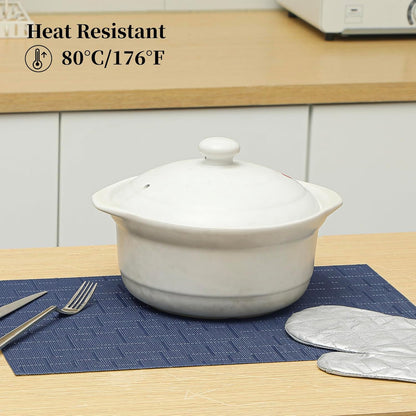 Leetaltree Blue Placemats Set of 6 - Heat Resistant Non-Slip Place mats for Dining Table, Washable Durable PVC Vinyl Woven Table Mats（Blue, 6）