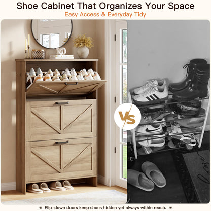 Nicetree 3-Drawer Flip Shoe Storage Tower – Slim-Profile Freestanding Rack with Adjustable 3-Tier