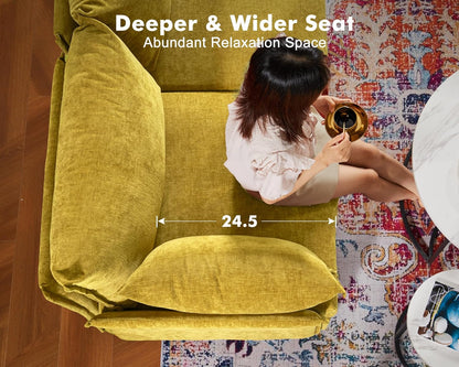 136.4" Oversized Modular Sectional Sofa, U Shaped Convertible Couch with Movable Ottoman, Large 7 Seat Corner Couches for Living Room Deep Seat Yellow Chenille