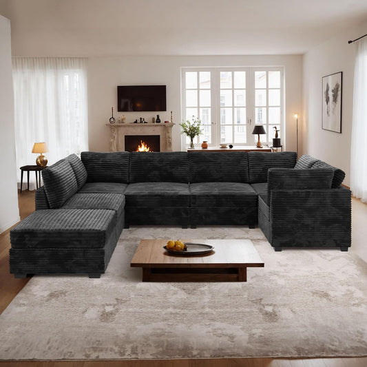 ovios Sectional Sofa Couch with U-Shape Chaise Sofa Bed, Comfy Modular Cloud Couches with Deep