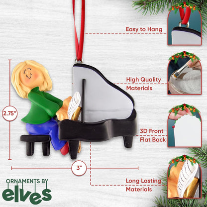 Personalized Piano Ornament 2025 for Piano Teachers, Students, or Musicians – Custom Music Ornament with Keyboard and Notes – Keepsake for Pianists, Recitals, or Tree Decoration