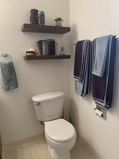 Joel's Antiques 18 Inch Wooden Floating Shelves for Wall - 18x8x2 in - Made of Natural Wood - Short Heavy Duty Rustic Wall Shelves for Bedroom - Perfect for Living Room, Kitchen - Mocha