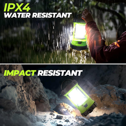 Rechargeable Camping Lantern, 3000LM 5 Light Modes Camping Light 4400 Capacity Phone Charger LED Impact-Resistant Flashlight Lantern Portable Waterproof Hurricane Lanterns for Emergency(Pale Green)