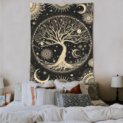 Lunerfex Tree of Life Tapestry Starry Sky Wall Tapestry, Vintage Tapestries for Bedroom Ceiling Tapestries Wall Hanging for Bedroom Living Room Decor Tree-3 36"x48"