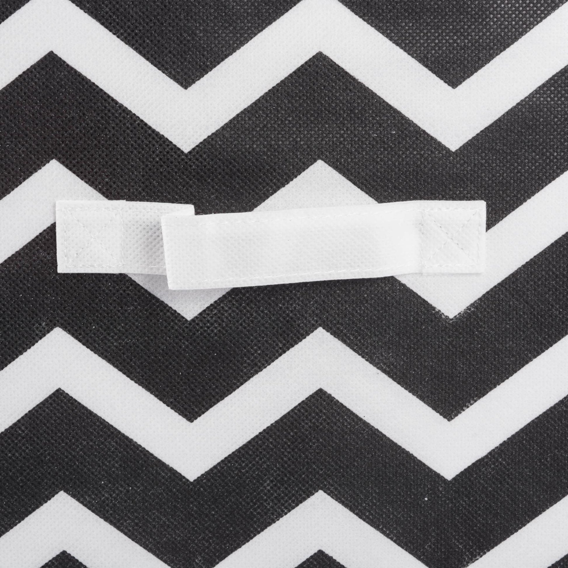 DII Non Woven Polyester Storage Bin, Chevron, Black, Small Set of 2